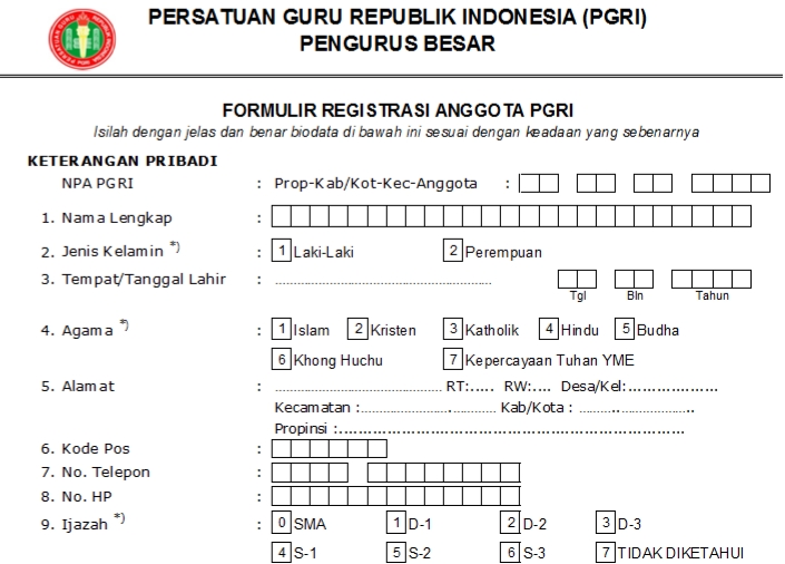 Pendaftaran PGRI Barru - Persatuan Guru Republik Indonesia Cabang Kabupaten Barru